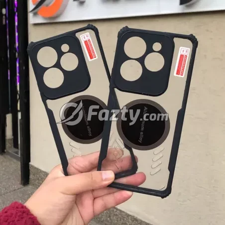 Estuche Protector Acrílico Transparente con Metal para Tecno