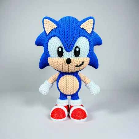 Figura 3D de Sonic Estilo Crochet