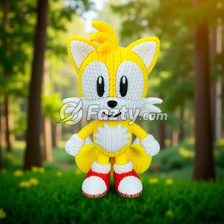 Figura 3D de Tails Estilo Crochet
