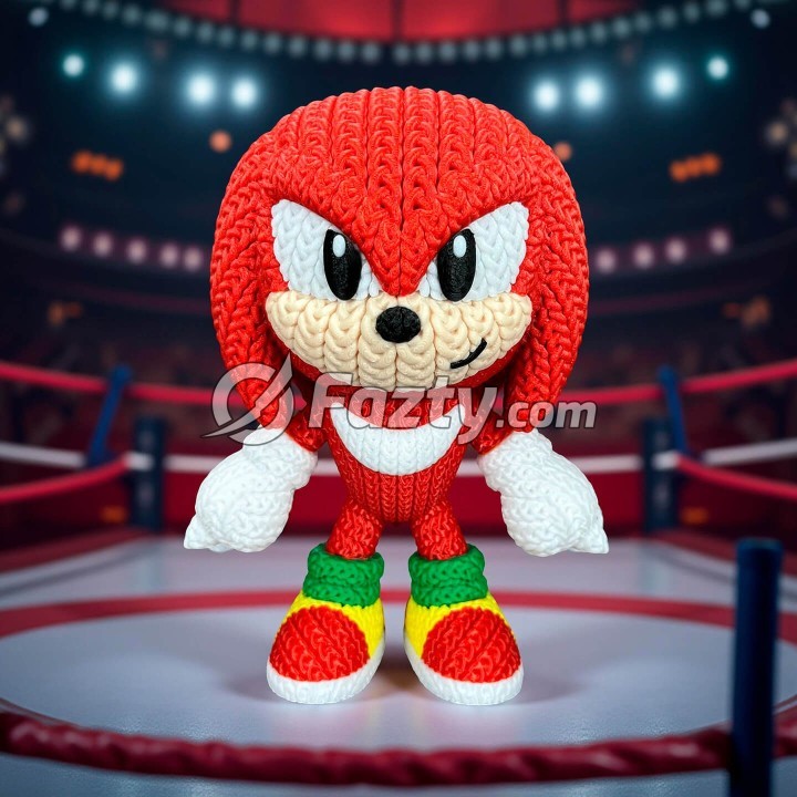 Figura 3D de Knuckles Estilo Crochet
