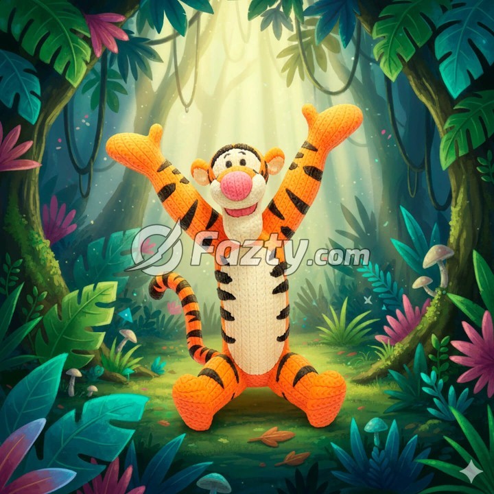 Figura 3D de Tigger Estilo Crochet