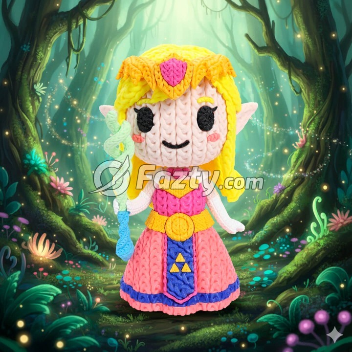 Figura 3D de Princesa Zelda Estilo Crochet