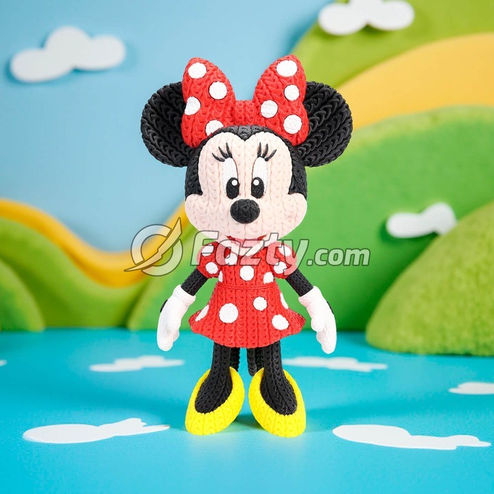 Figura 3D de Minnie Mouse Estilo Crochet