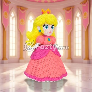 Figura 3D de Princesa Peach Estilo Crochet