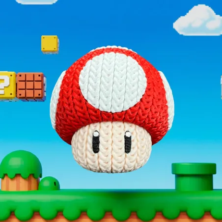 Figura 3D de Hongo de Super Mario Bros Estilo Crochet