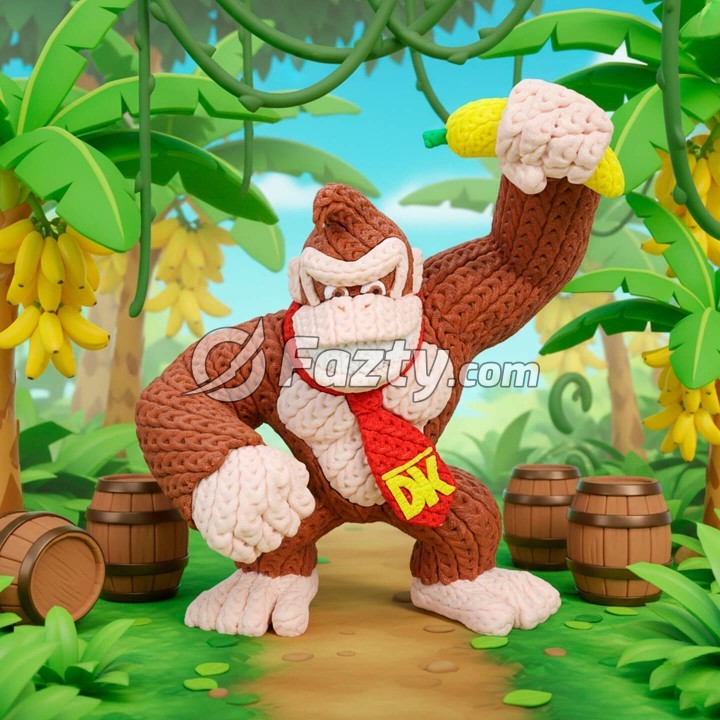 Figura 3D de Donkey Kong Estilo Crochet
