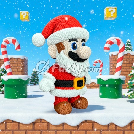 Figura 3D de Santa Mario Navidad Estilo Crochet