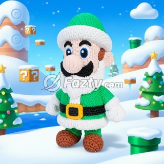 Figura 3D de Santa Luigi Navidad Estilo Crochet